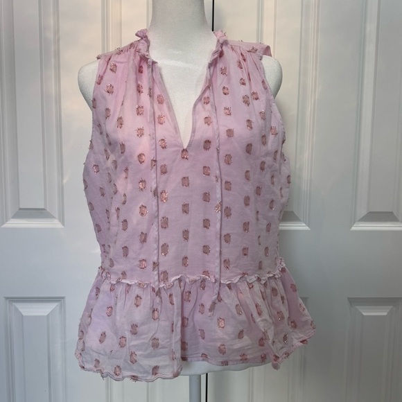 J. Crew Ruffle-neck top in shimmer dot Pink Women’s size Small - Picture 11 of 11